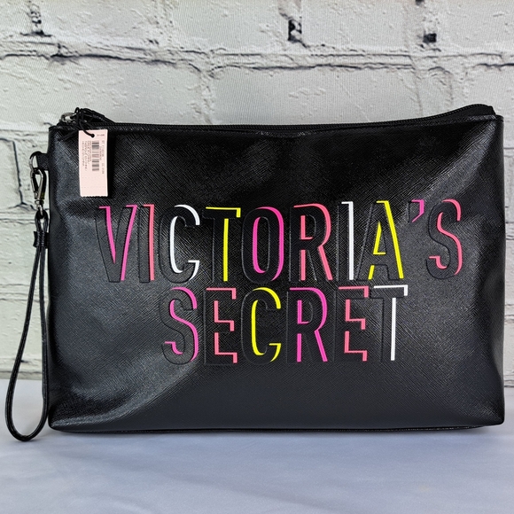 'VICTORIA'S SECRET' 'WILDFLOWER' LOGO TOP~ZIP TRAVEL/COSMETIC WRISTLET BAG - Picture 8 of 16